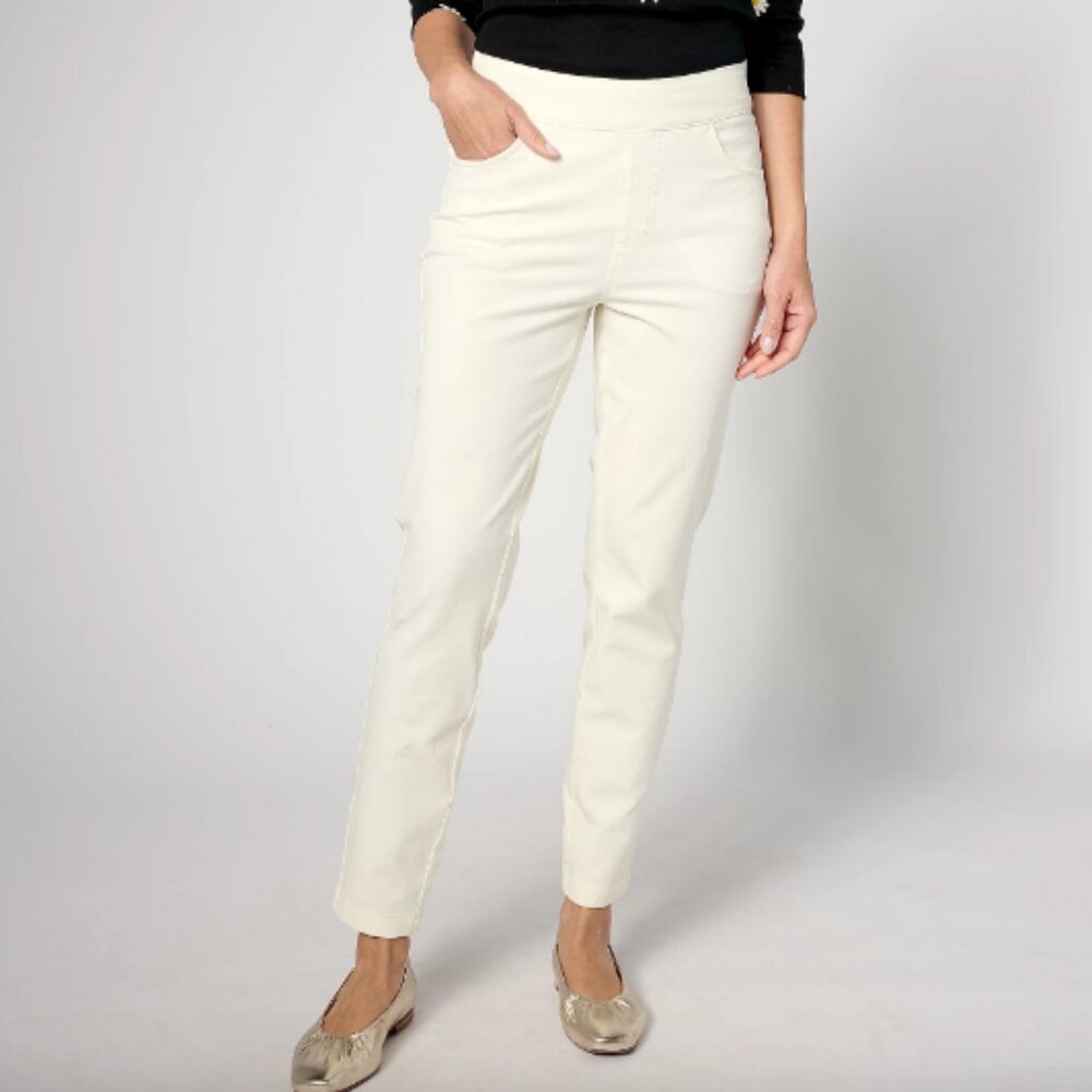 AnyBody Petite Stretch Twill Slim Straight Pant , Natural Sz 3XP a633361